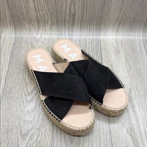 MANEBI Black Suede Espadrille Slides